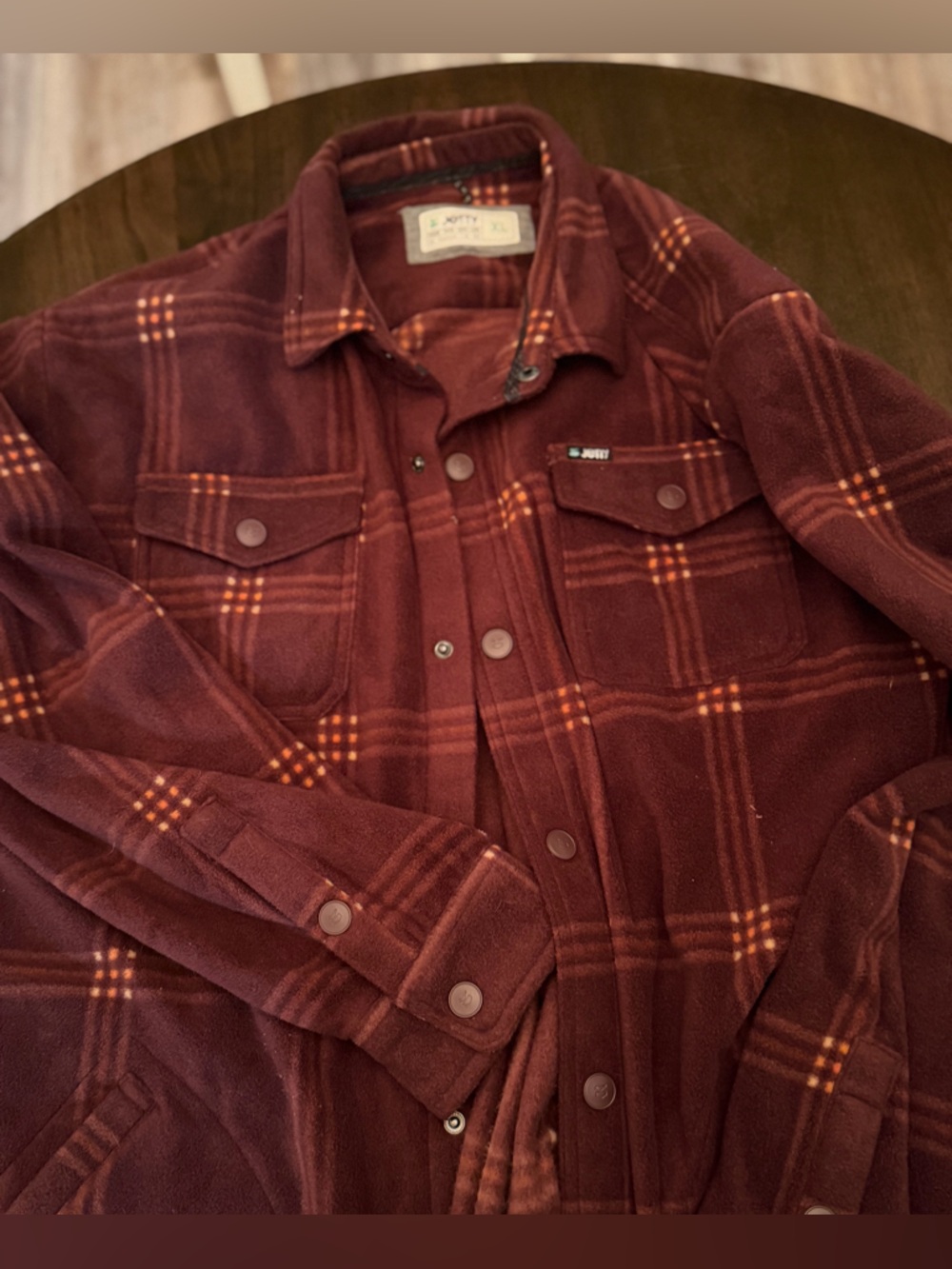 Jetty plaid Button-Up Shacket in Deep Burgundy/Brown